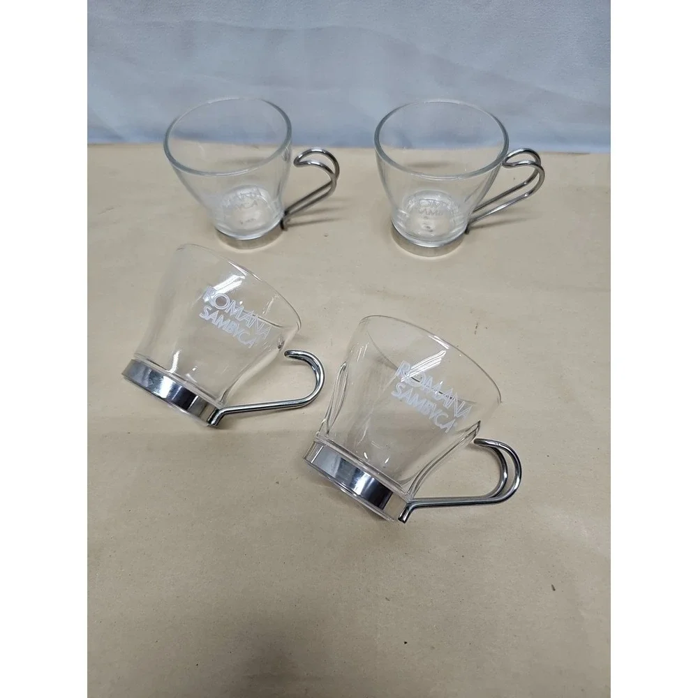 Bormioli Rocco Italy Set of 4‎ Verdi Espresso Glass Cups Romana Vitrosax Sambuca
